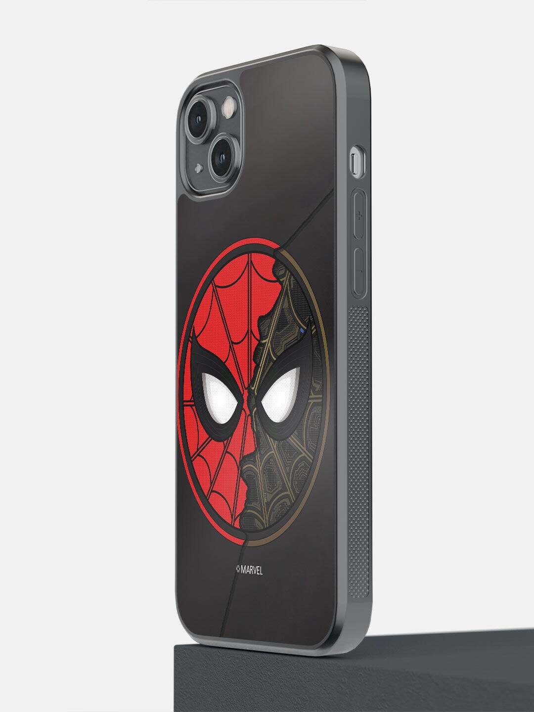

macmerise Red & Black Two Face Spidey Printed iPhone 14 Bumper Case