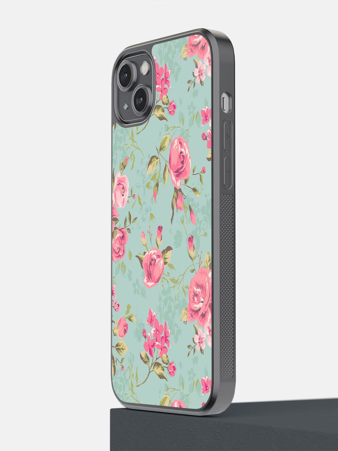 

macmerise Teal & Pink Flowers Printed iPhone 14 Plus Bumper Case