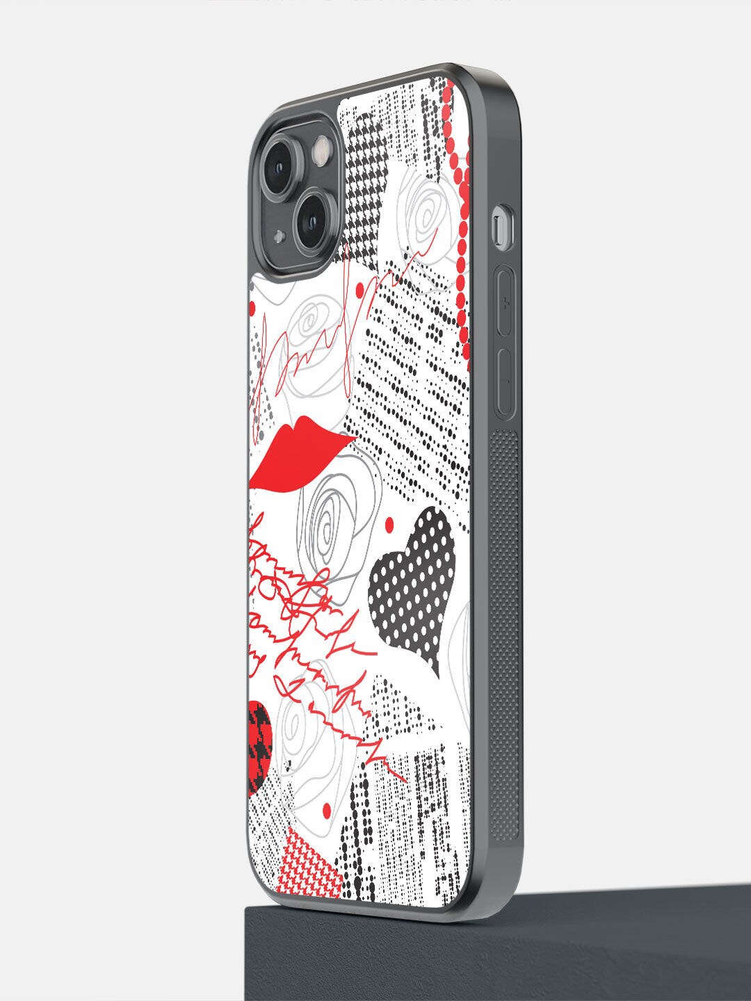 

macmerise White & Pink Love Printed iPhone 14 Plus Phone Covers