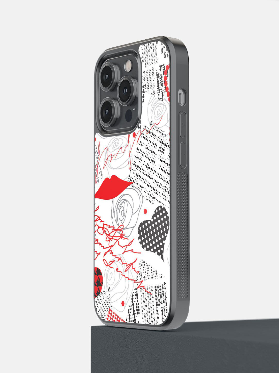 

macmerise Red & White Printed iPhone 14 Pro Bumper Back Case