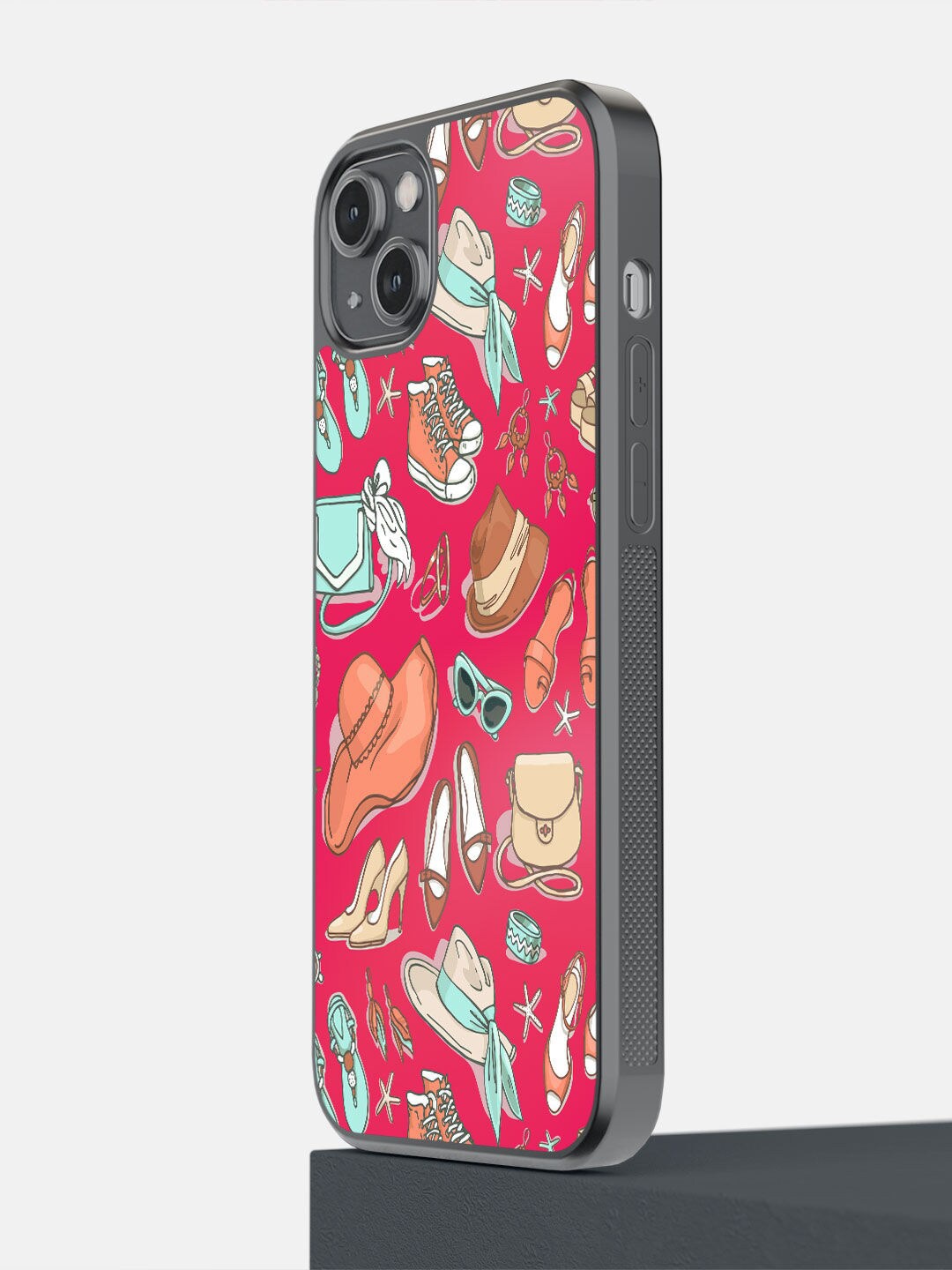 

macmerise Pink Printed Wanderlust iPhone 14 Plus Bumper Phone Back Case