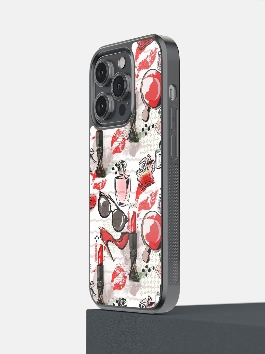 

macmerise White & Red Fashionista Essentials Design iPhone 14 Pro Bumper Case