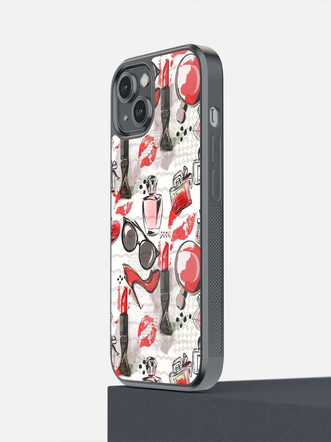 

macmerise White & Red Fashionista Essentials Design iPhone 14 Bumper Case
