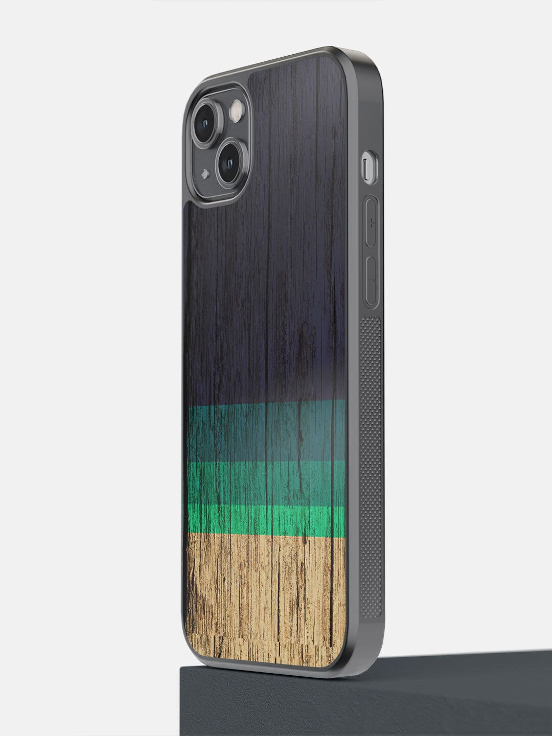 

macmerise Black & Green Wood Stripes Blue iPhone 14 Plus Back Case