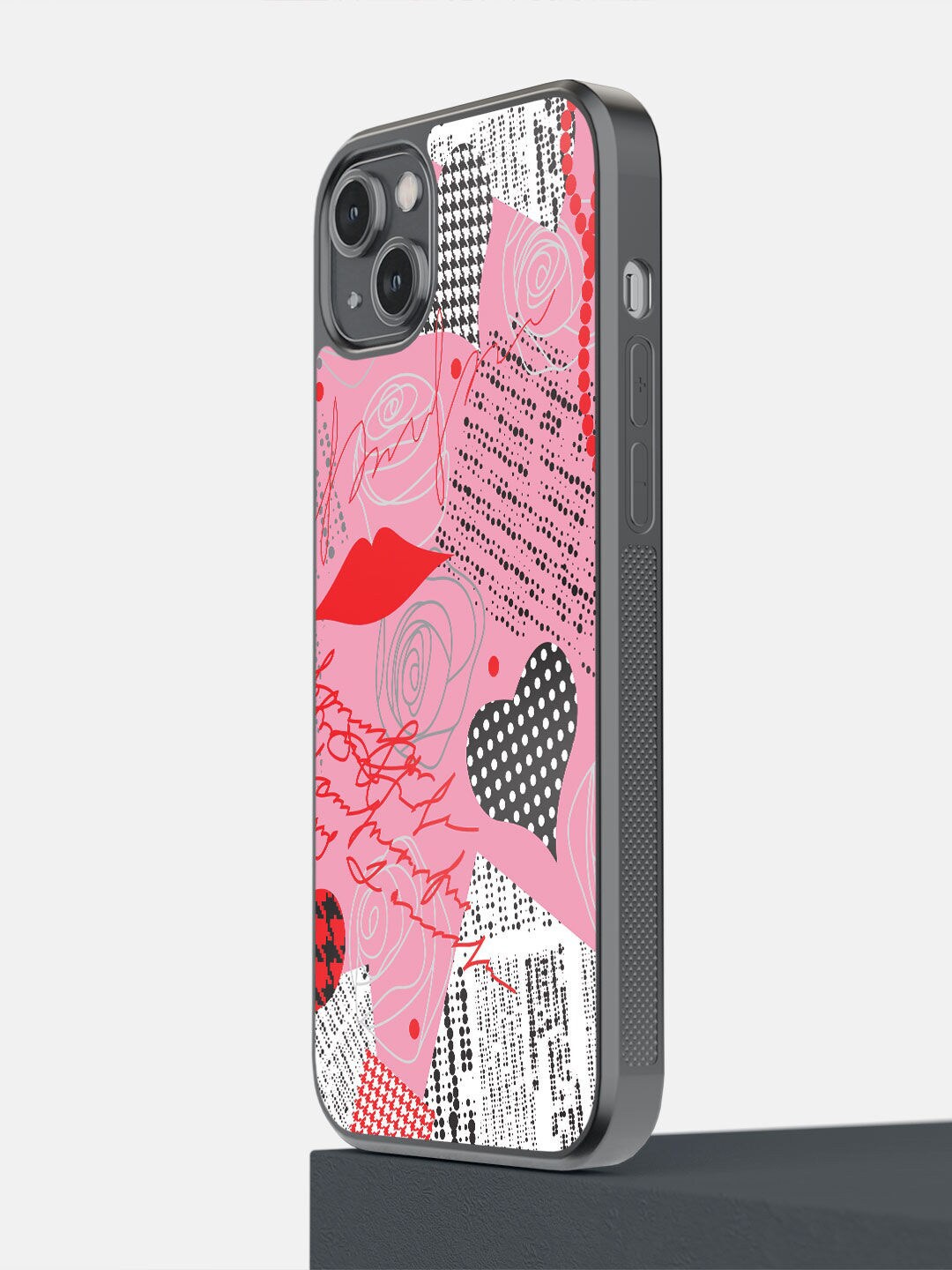 

macmerise Pink & White Love Printed iPhone 14 Plus Phone Covers