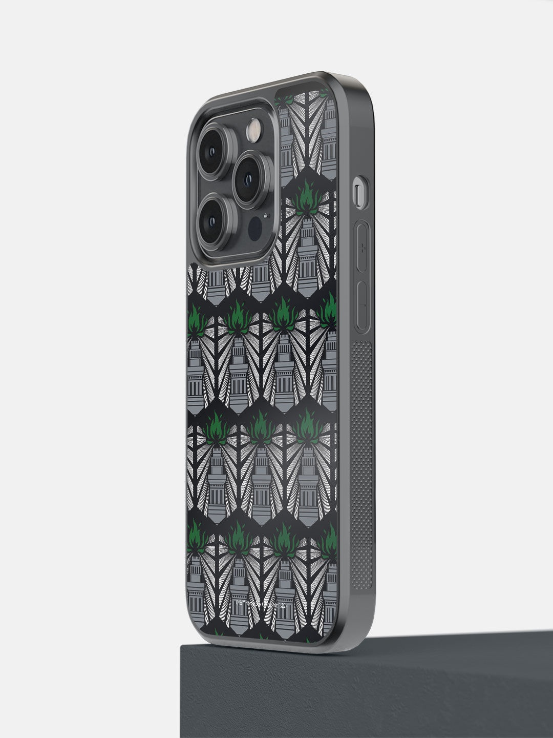 

macmerise Grey & Green Light the Way Pattern Printed iPhone 14 Pro Bumper Case