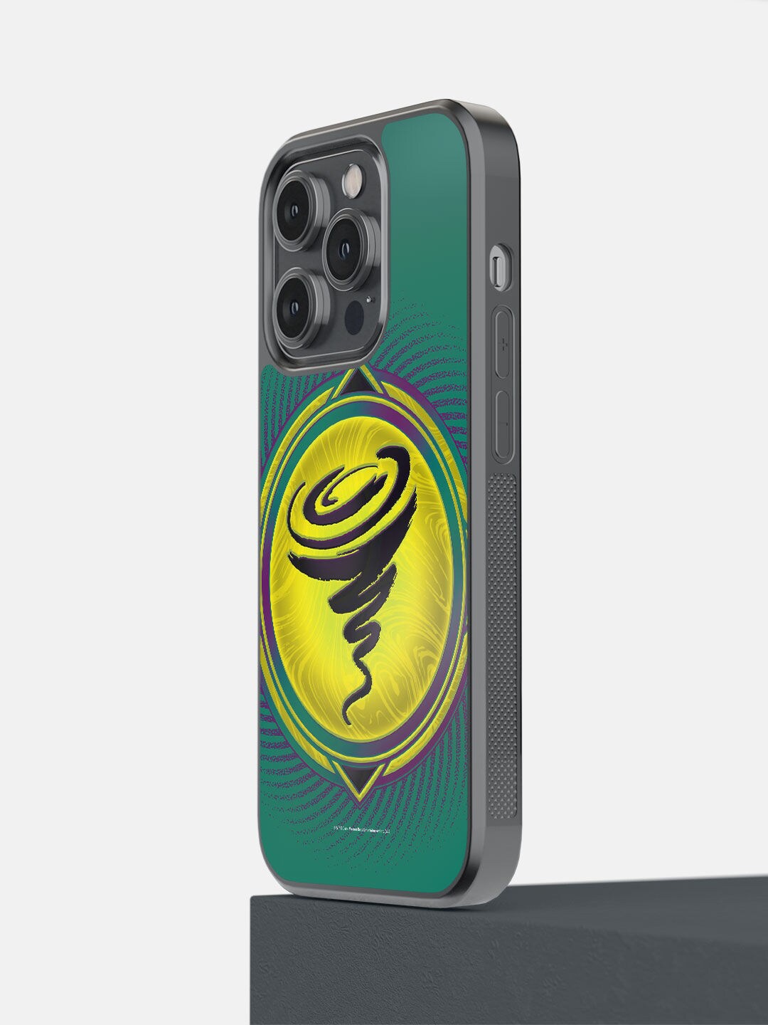 

macmerise Green & Yellow Cyclone Icon Printed iPhone 14 Pro Mobile Phone Case