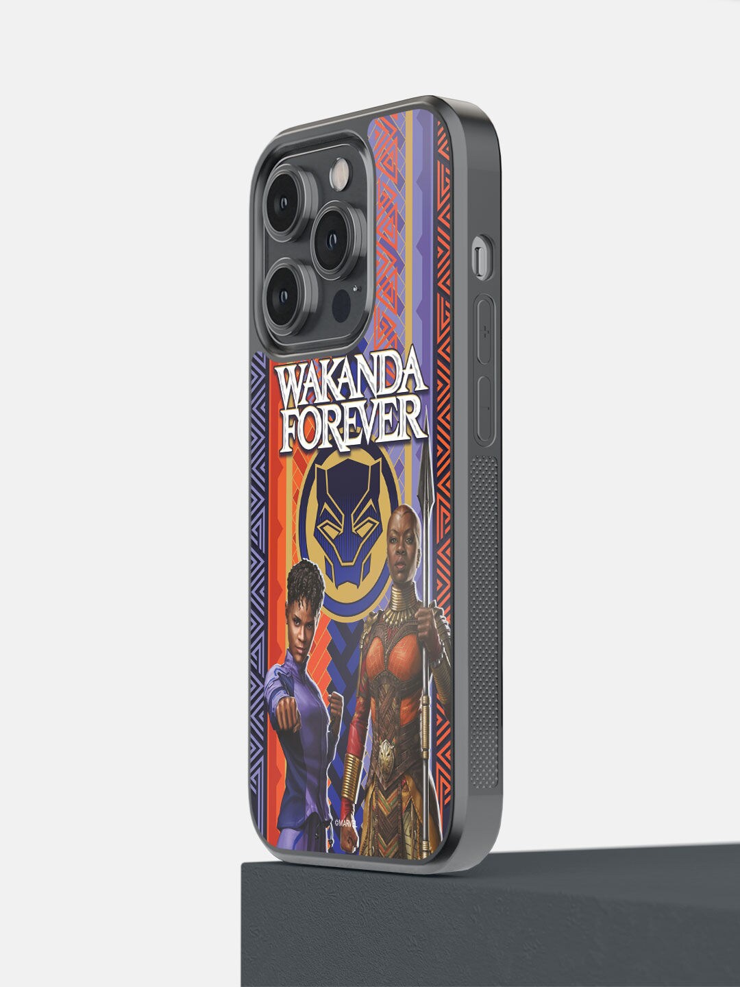 

macmerise Purple & Orange Wakanda Forever Shuri & Okoye Power Design Printed iPhone 14 Pro Bumper Back Case