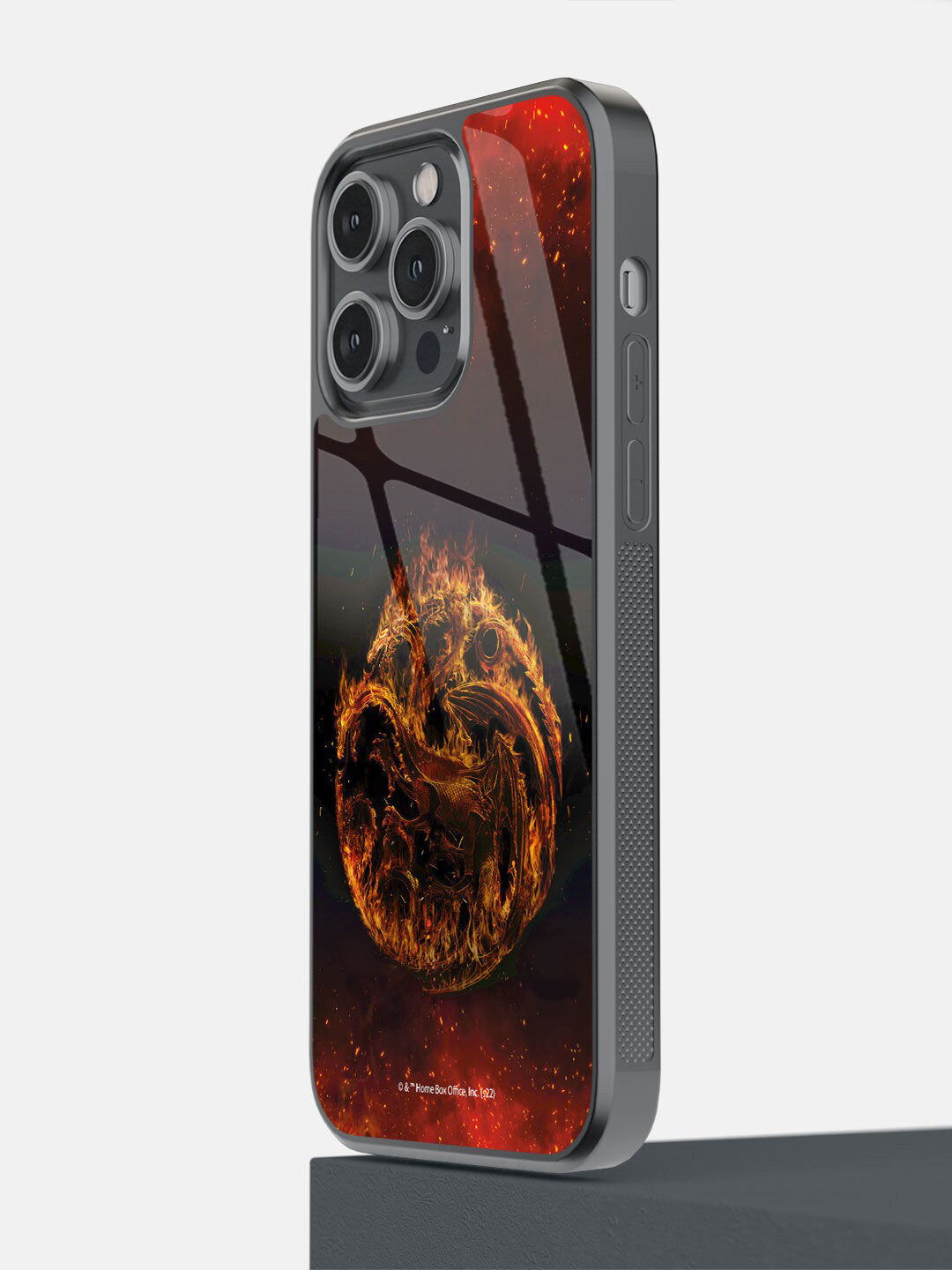 

macmerise Red & Black Printed Fire Dragon iPhone 14 Pro max Phone Back Case