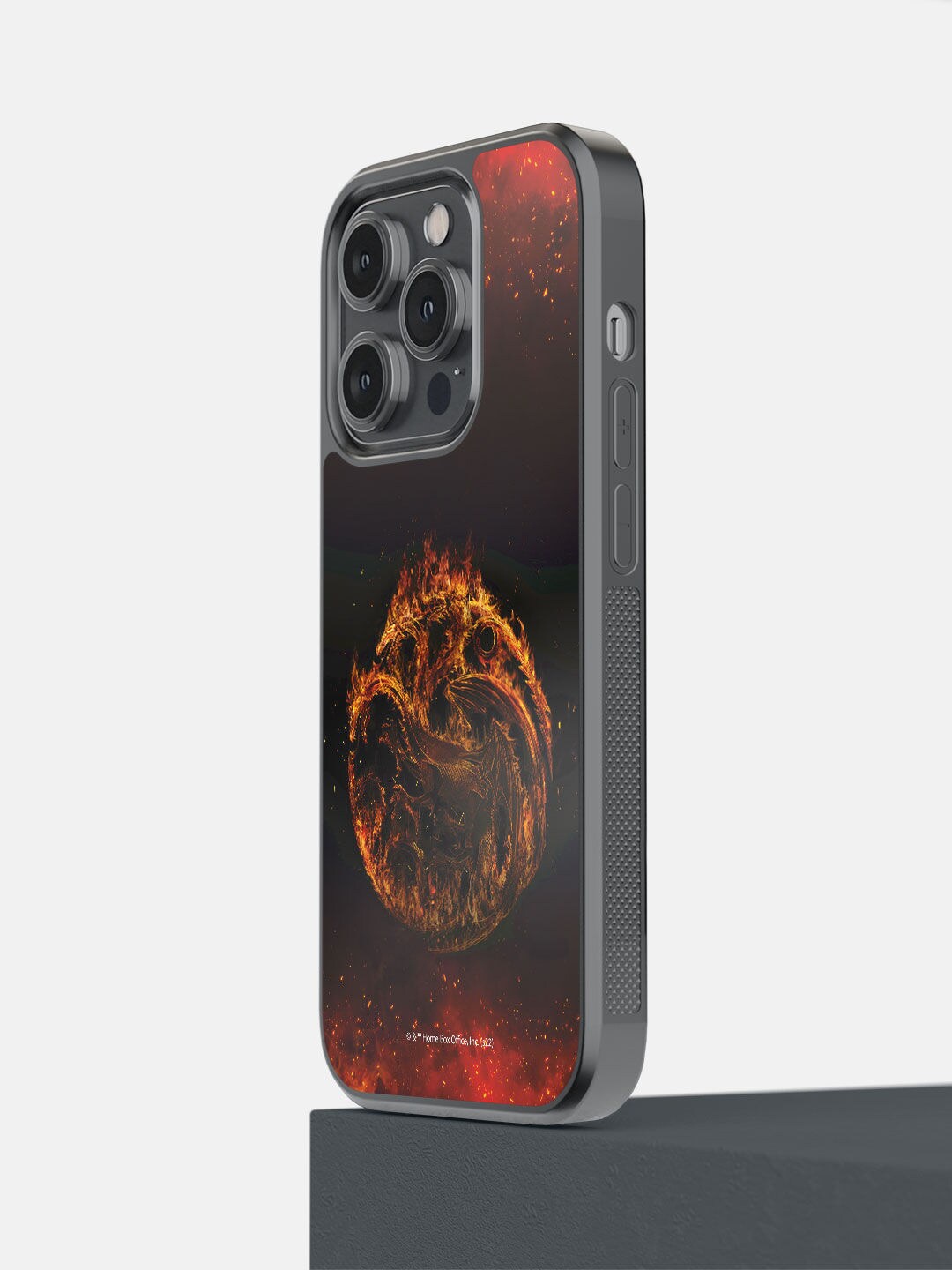 

macmerise Brown & Red Fire Dragon Printed iPhone 14 Pro Bumper Case