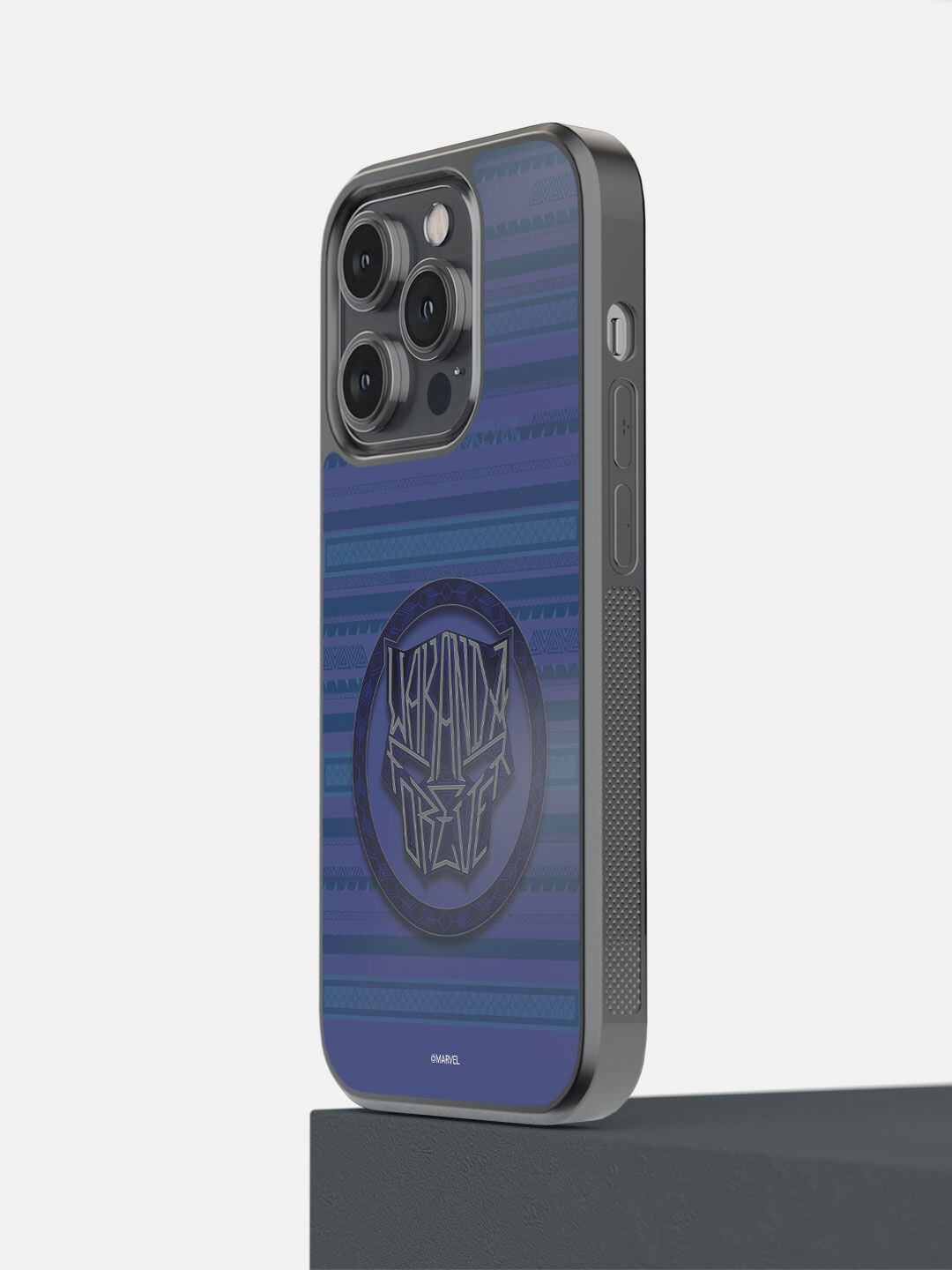 

macmerise Blue Printed Wakanda Forever Black Panther Head iPhone 14 Pro Bumper Phone Back Case