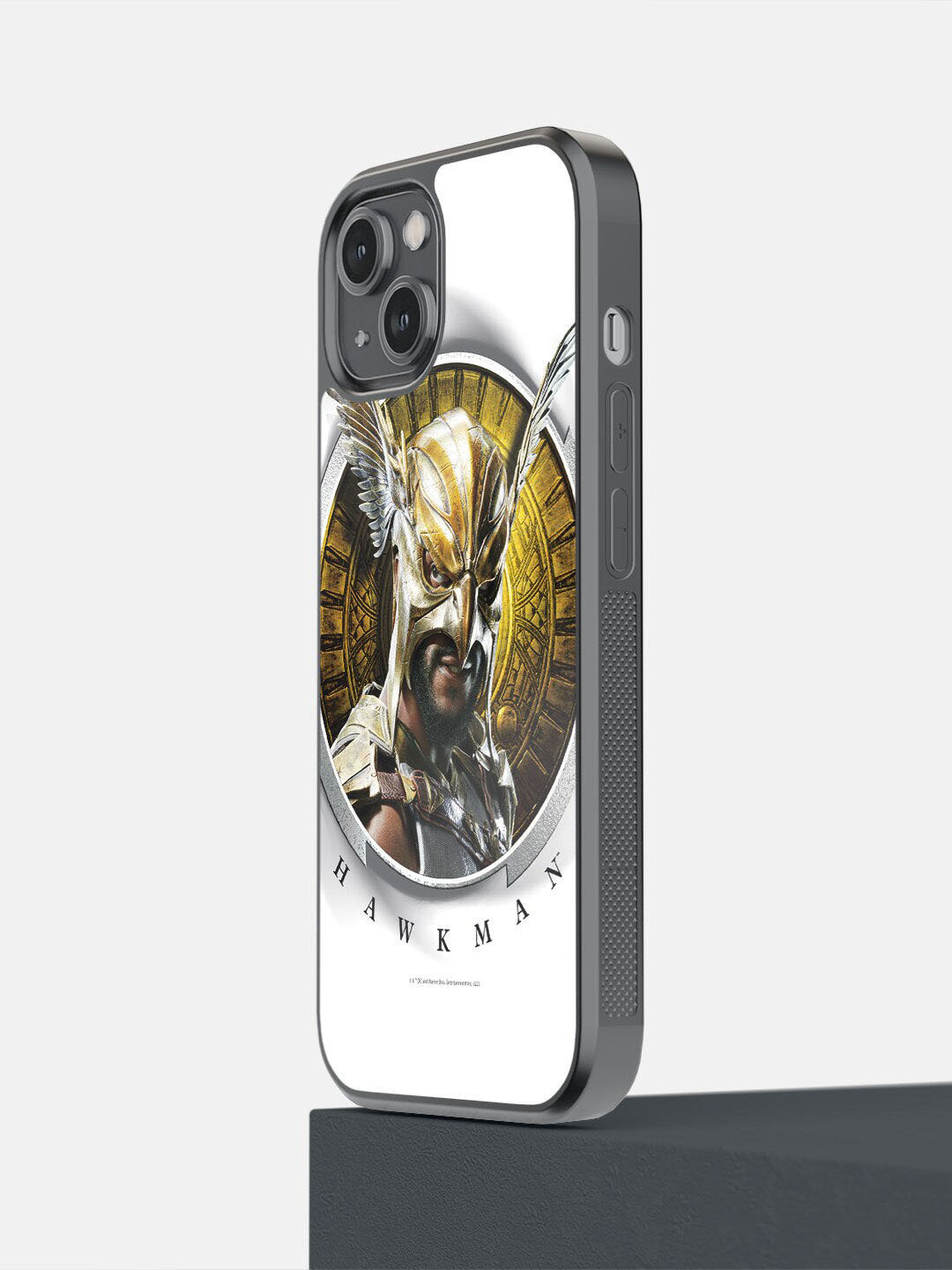 

macmerise White & Gold-Toned Hawkman iPhone 14 Back Case, Multi