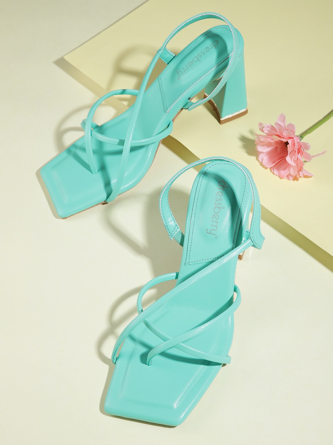 

DressBerry Strappy Block Heels, Sea green