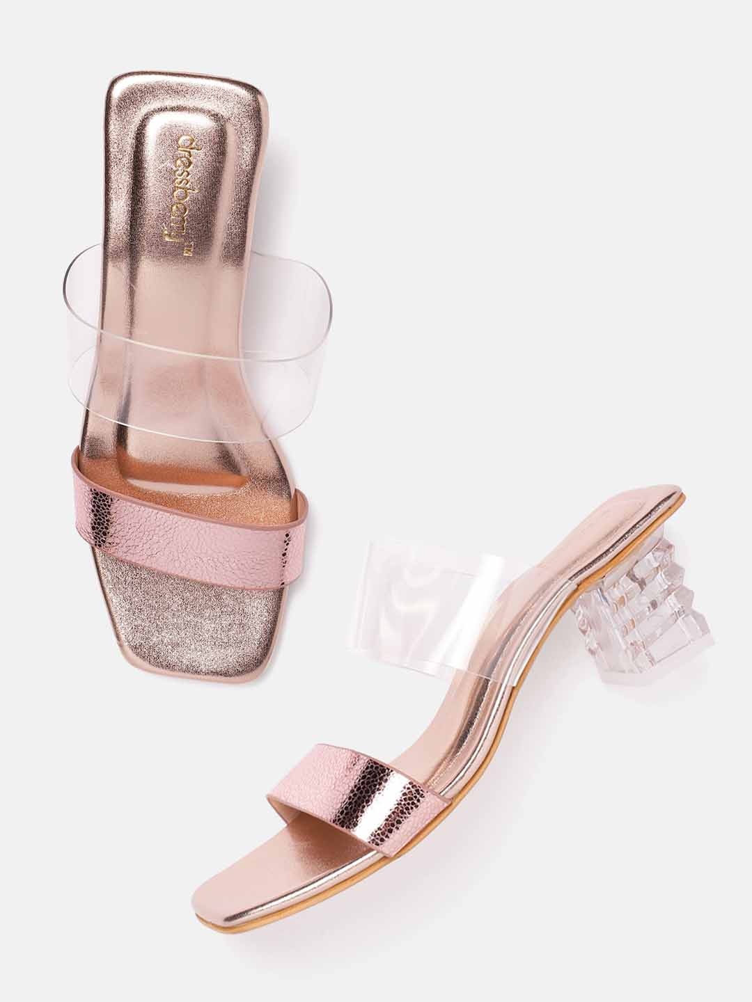 

DressBerry Open Toe Block Heel, Rose gold