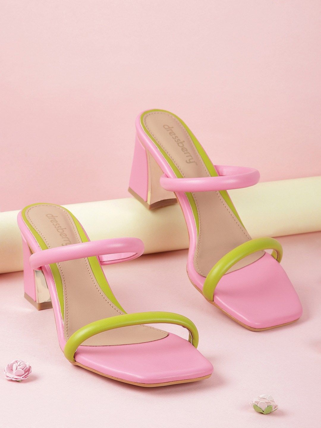 

DressBerry Women Colourblocked Block Heels, Pink