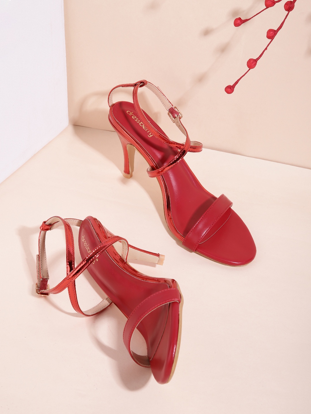 

DressBerry Red Women Slim Heel Sandals