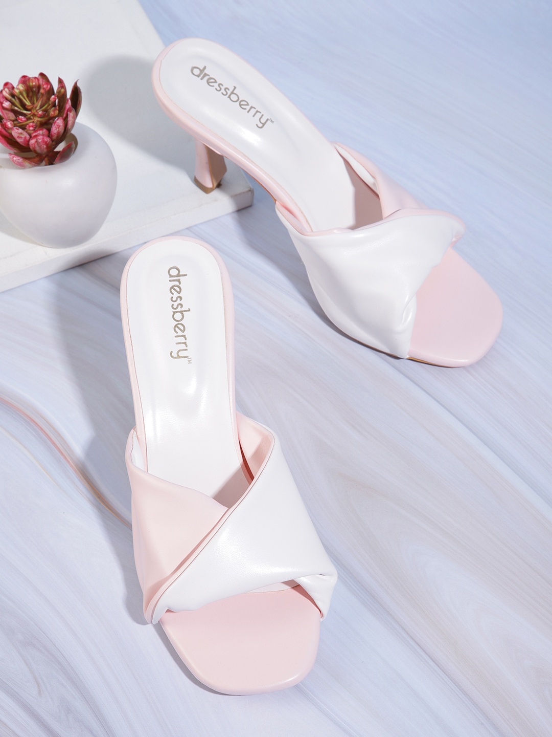 

DressBerry Colourblocked Slim Heels, White