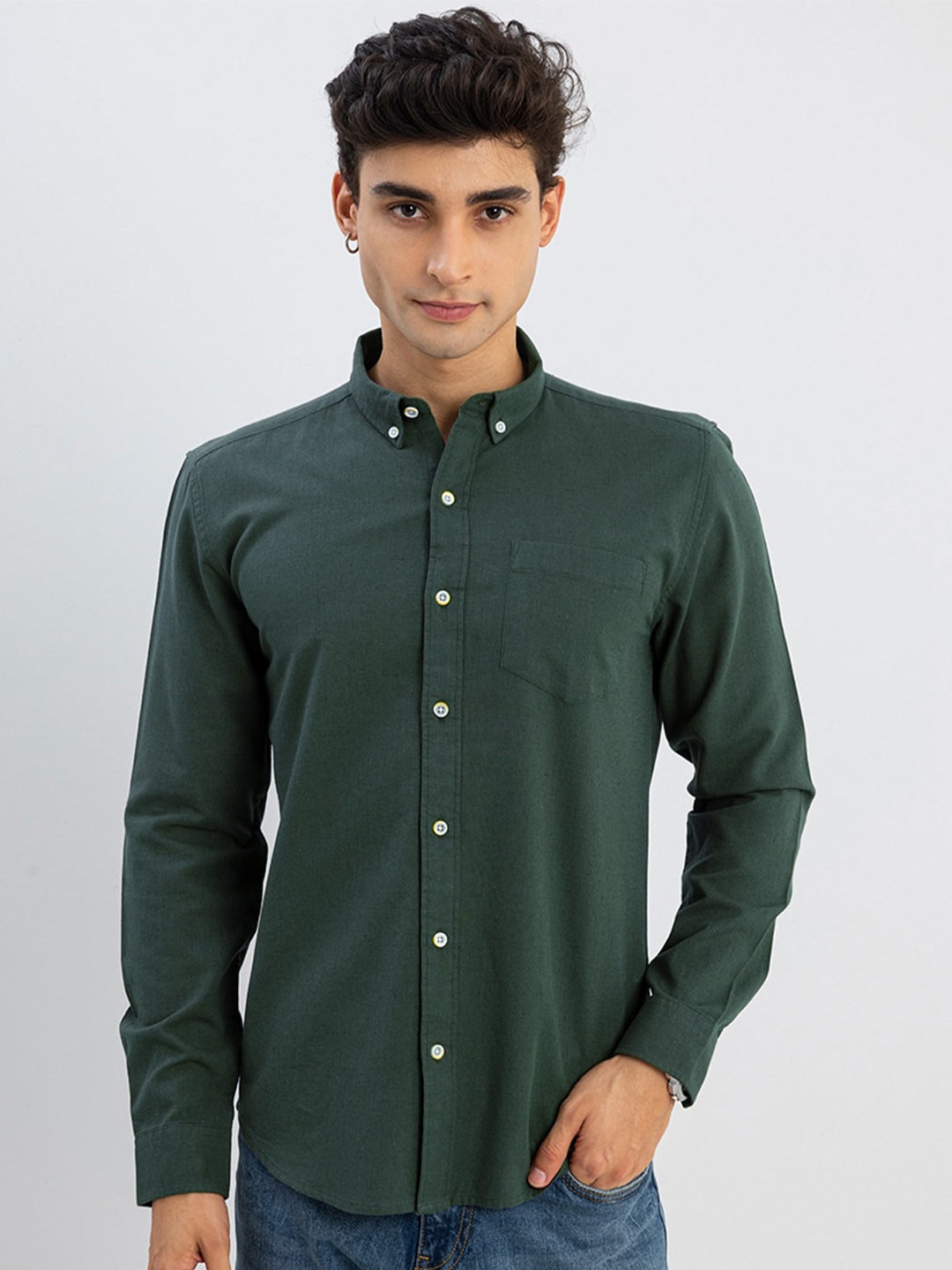 

Snitch Men Green Slim Fit Cotton Casual Shirt