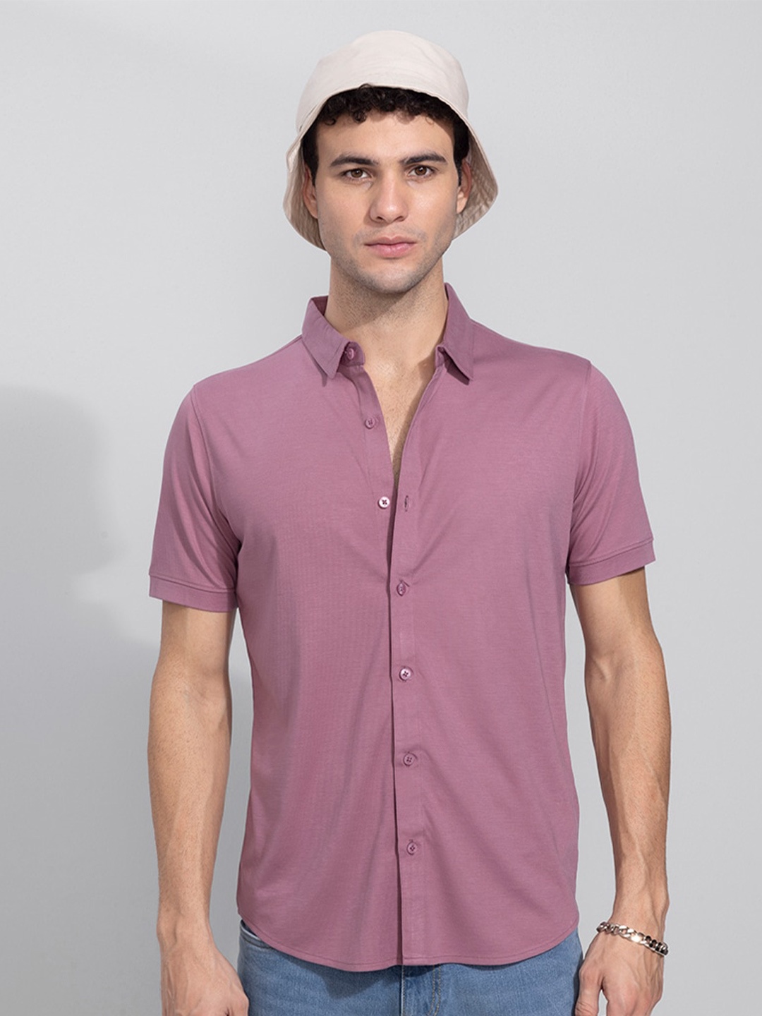 

Snitch Men Mauve Slim Fit Cotton Casual Shirt