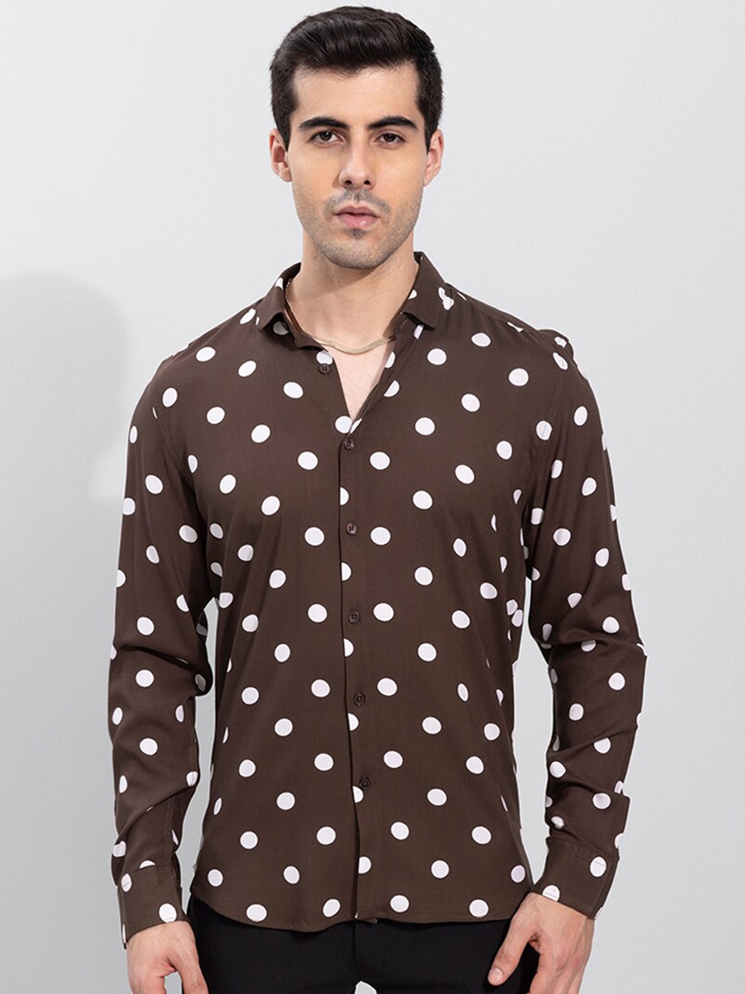 

Snitch Slim Fit Printed Casual Shirt, Brown