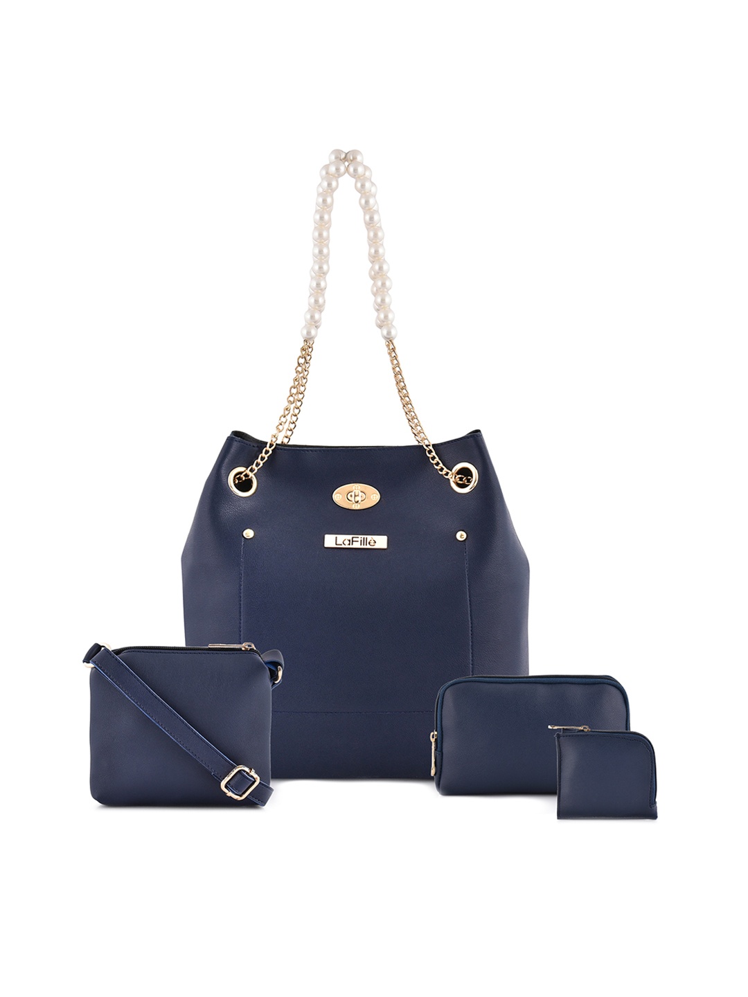 

LaFille Navy Blue Set Of 4 Structured Shoulder Bag