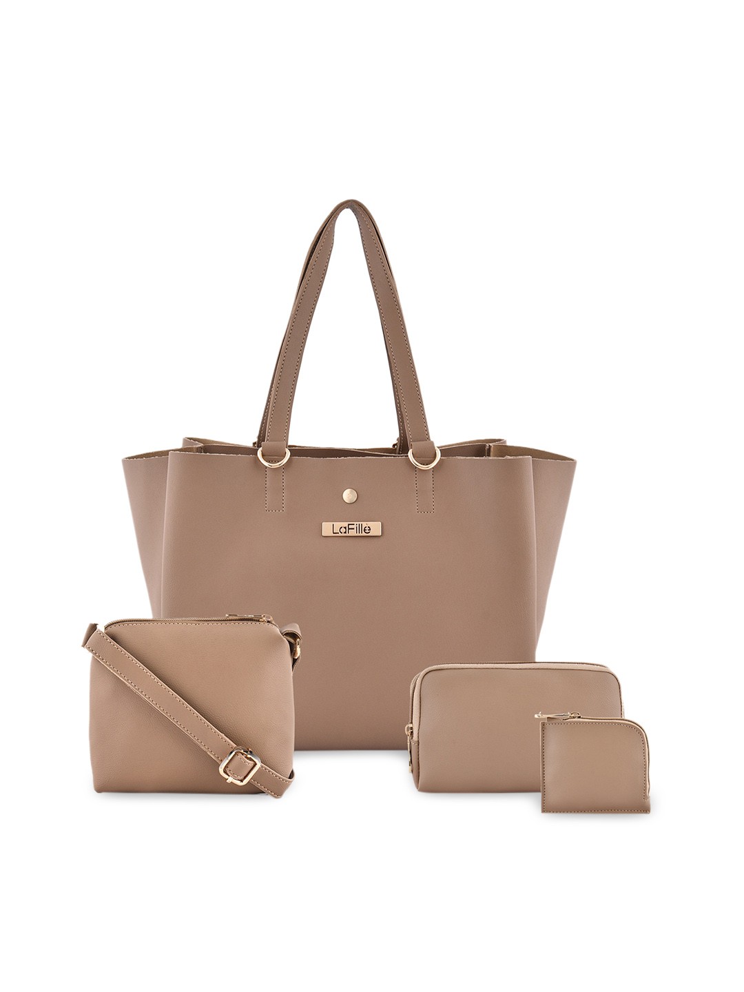 

LaFille Women Beige Combo 4 Pieces PU Structured Shoulder Bag Set