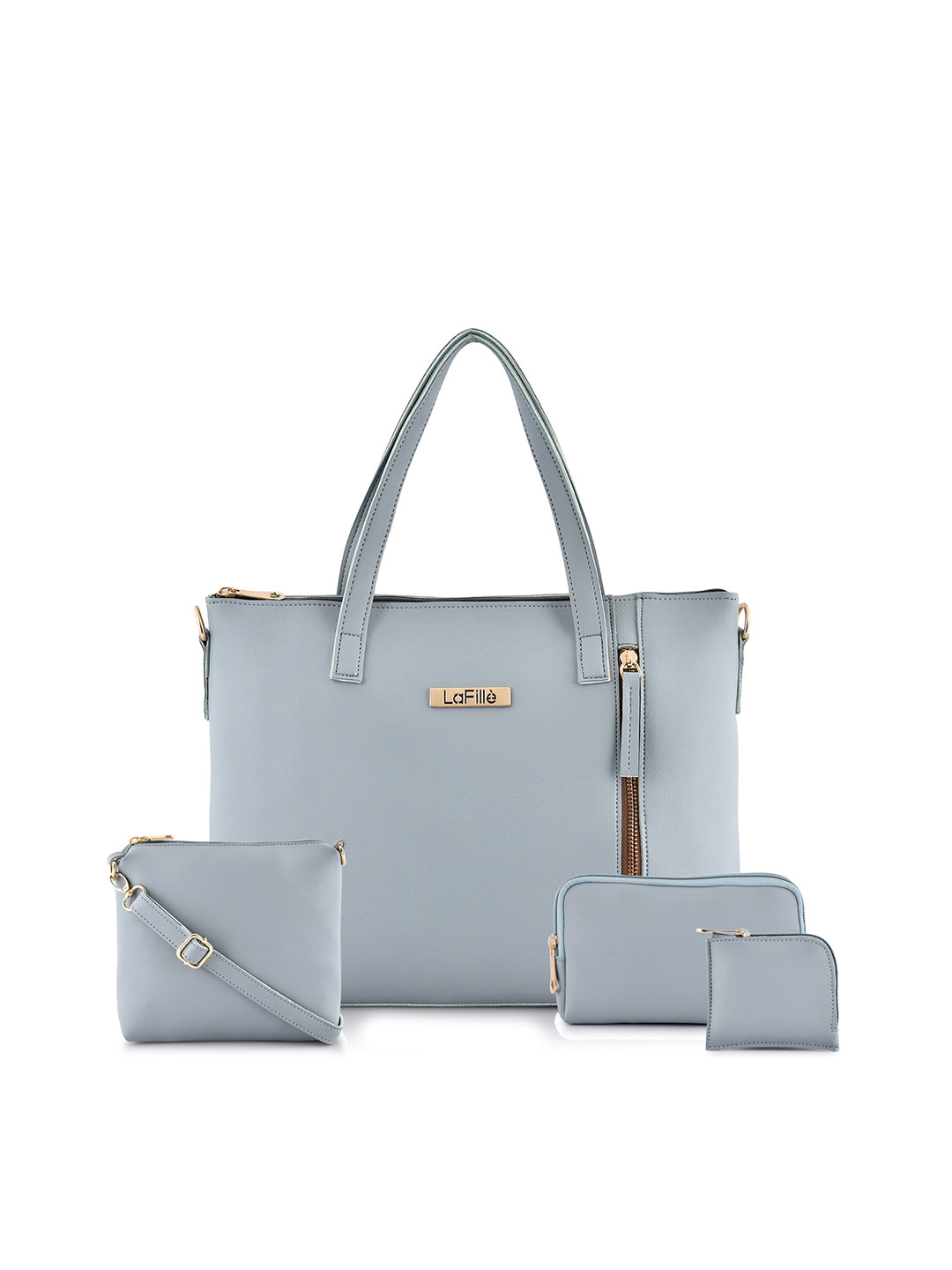 

LaFille Women Turquoise Blue Combo 4 Pieces PU Structured Handheld Bag Set