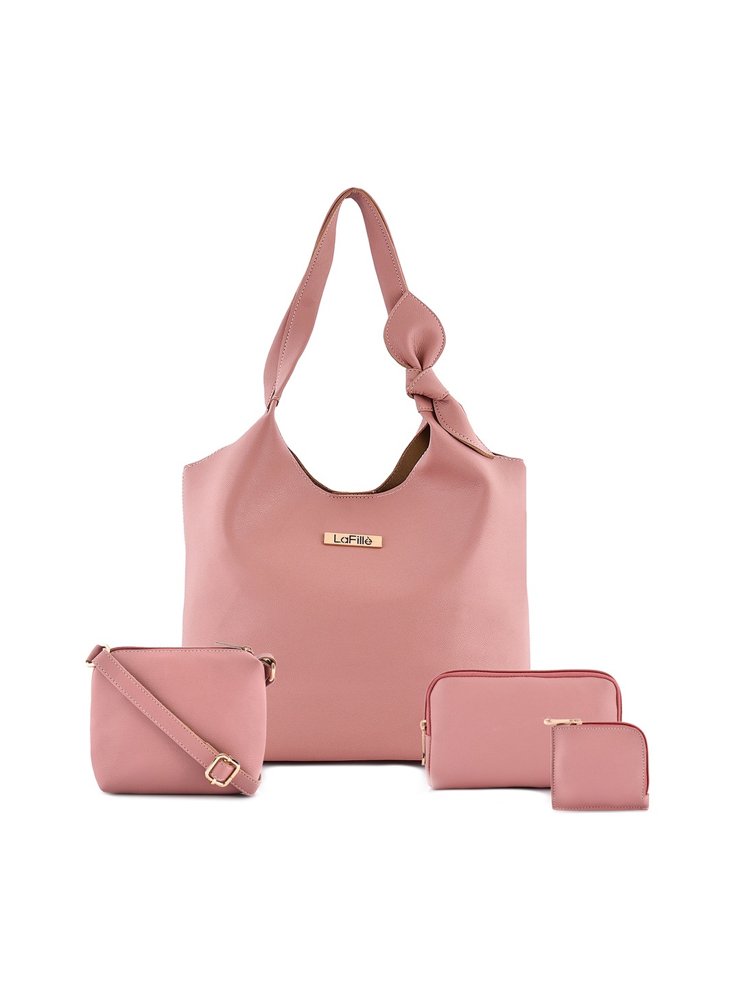 

LaFille Pink Pack of 4 PU Structured Shoulder Bag