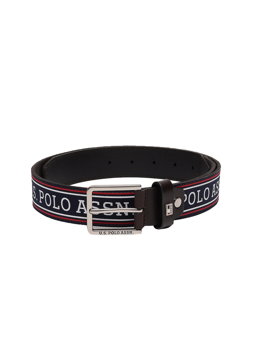 

U S Polo Assn Men Black Printed Reversible Leather Belt