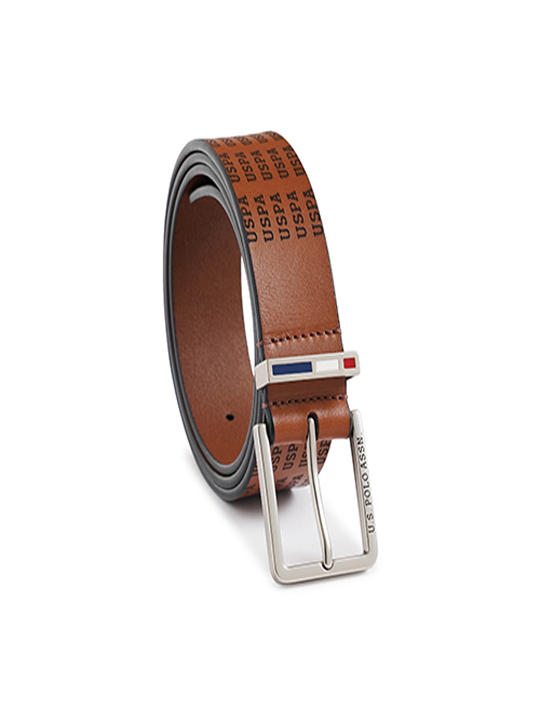 

U S Polo Assn Men Tan Printed Reversible Leather Belt