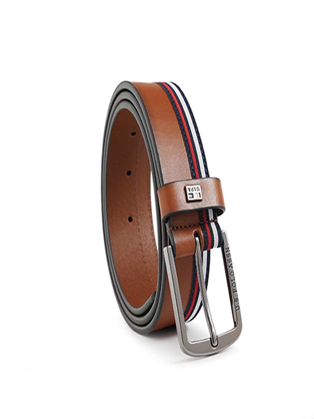 

U S Polo Assn Men Tan Printed Reversible Leather Belt