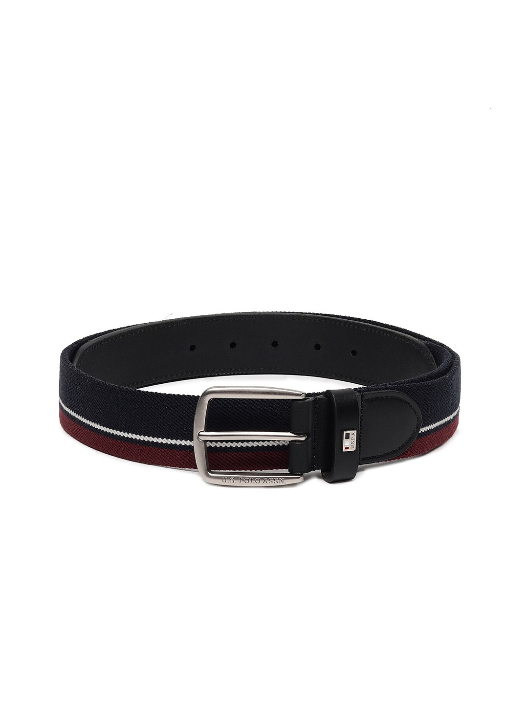 

U S Polo Assn Men Black Striped Reversible Belt