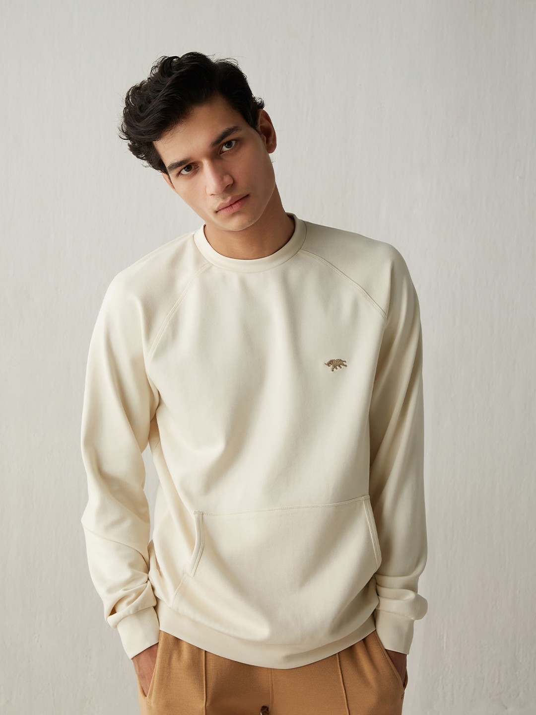

Andamen Men Beige Cotton Sweatshirt