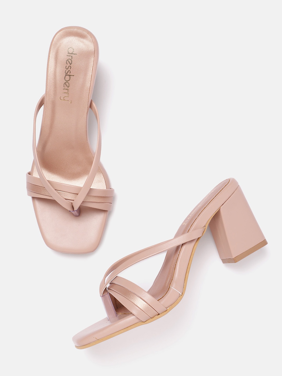 

DressBerry Open Toe Block Heel, Nude