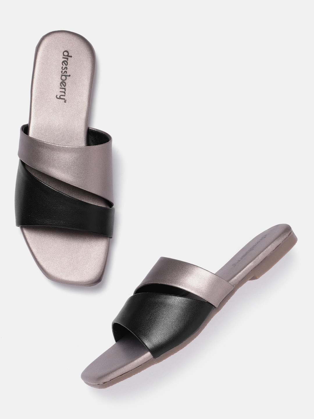 

DressBerry Women Colourblocked Open Toe Flats, Grey