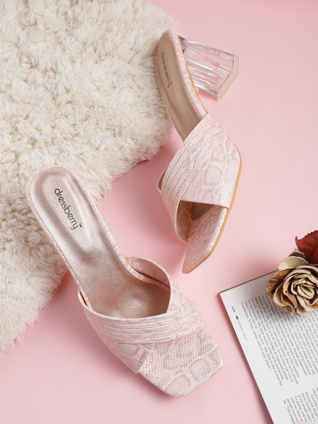 

DressBerry Printed Slim Heels, Pink