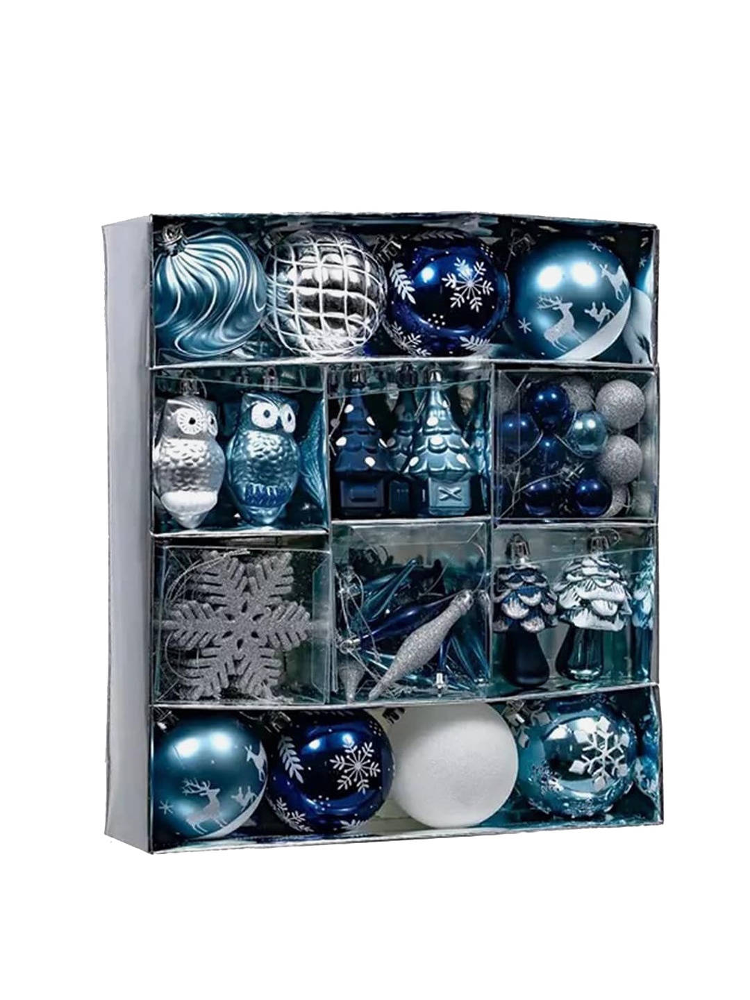 

Little Surprise Box LLP Silver & Blue Set Of 80 Christmas Tree Hanging Decorations