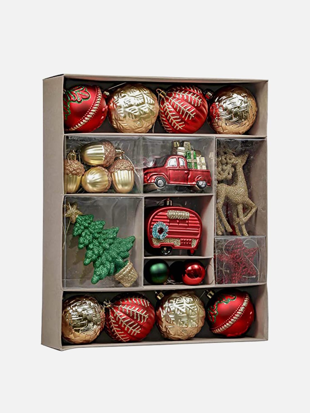 

Little Surprise Box LLP Kids Set Of 60 Green & Red Ball XMas Tree Hanging Ornaments