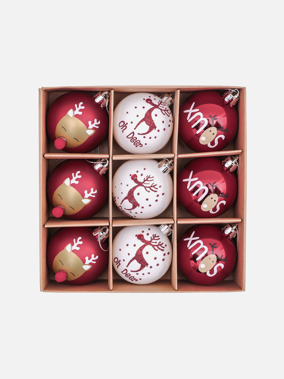 

Little Surprise Box LLP Kids Set Of 9 Red & White XMas Tree Hanging Decorations Ornaments