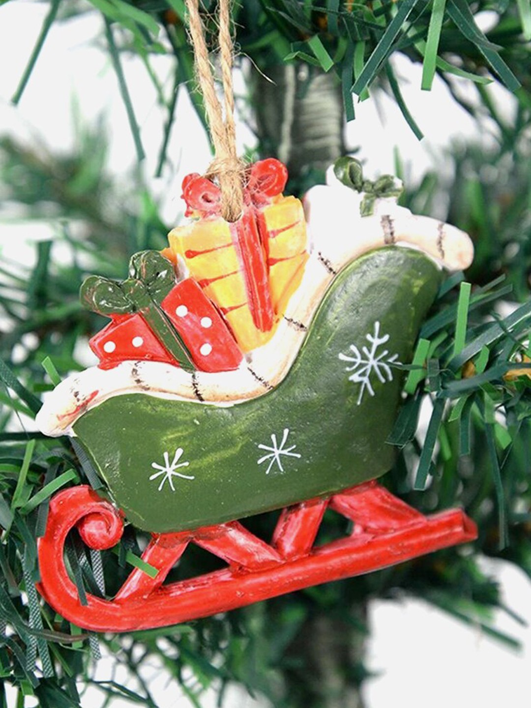 

Little Surprise Box LLP Kids Green & Red Reindeer Christmas Tree Ornaments