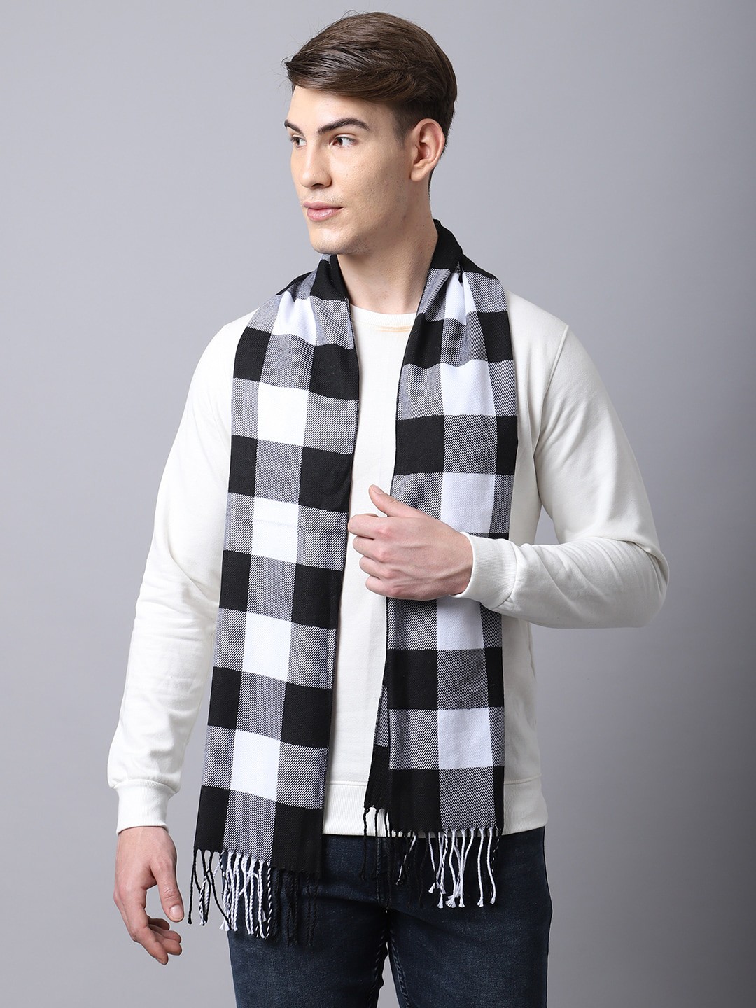 

ELLIS Men Black Checked Acrylic Mufflers