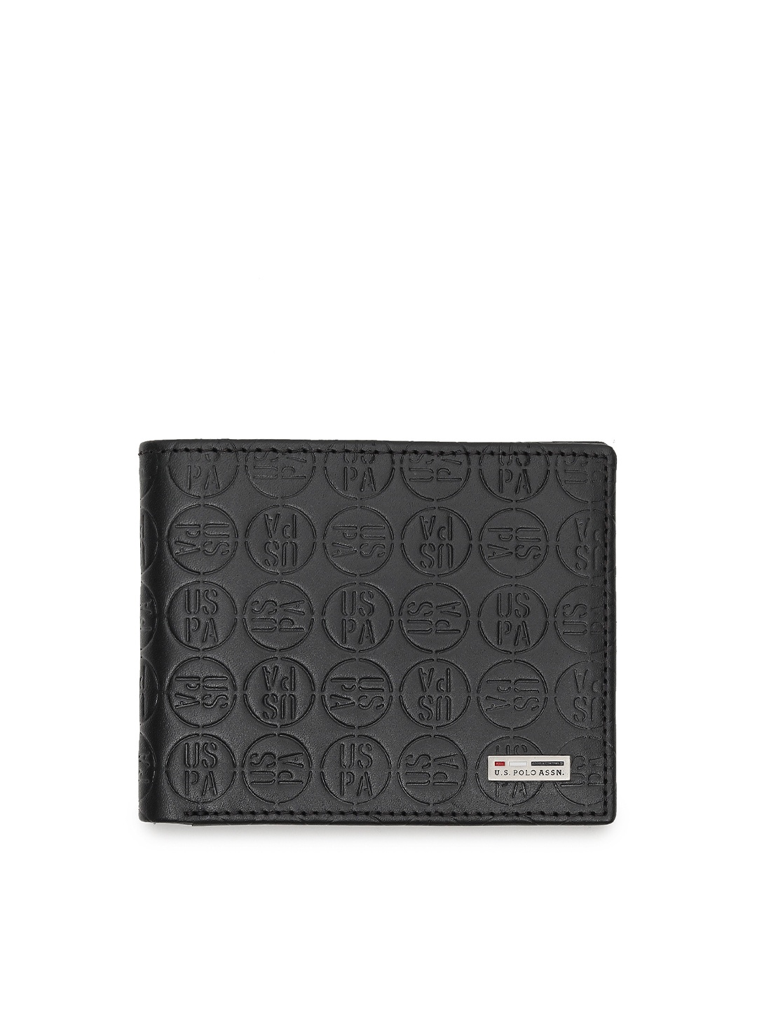 

U S Polo Assn Men Black Textured Two Fold Wallet