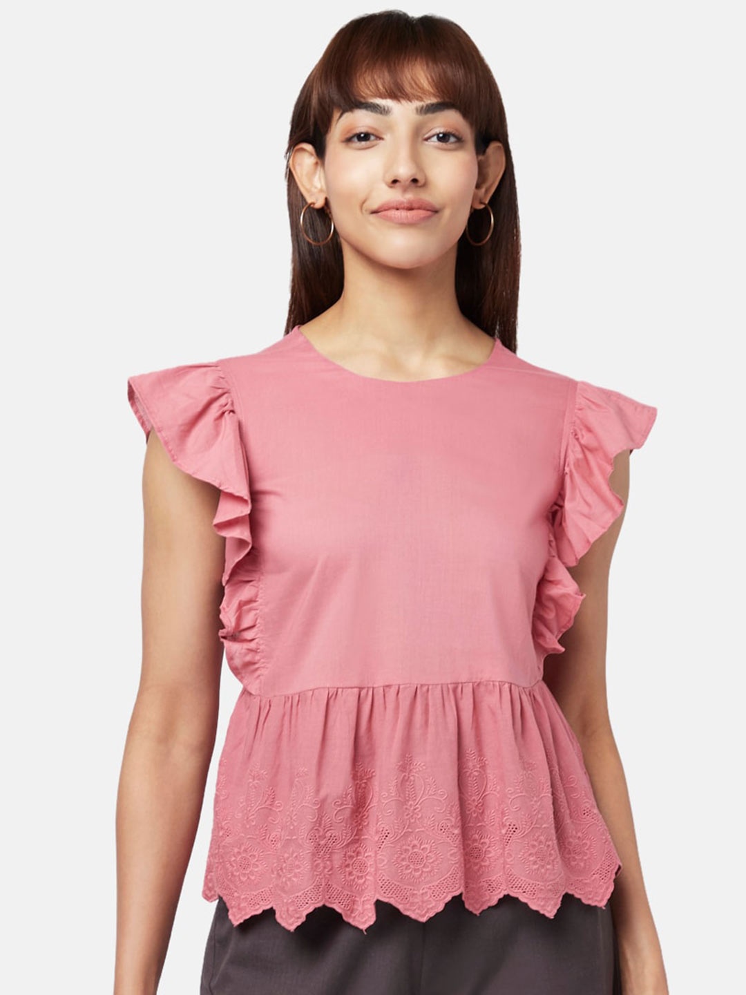 

AKKRITI BY PANTALOONS Pink Peplum Top