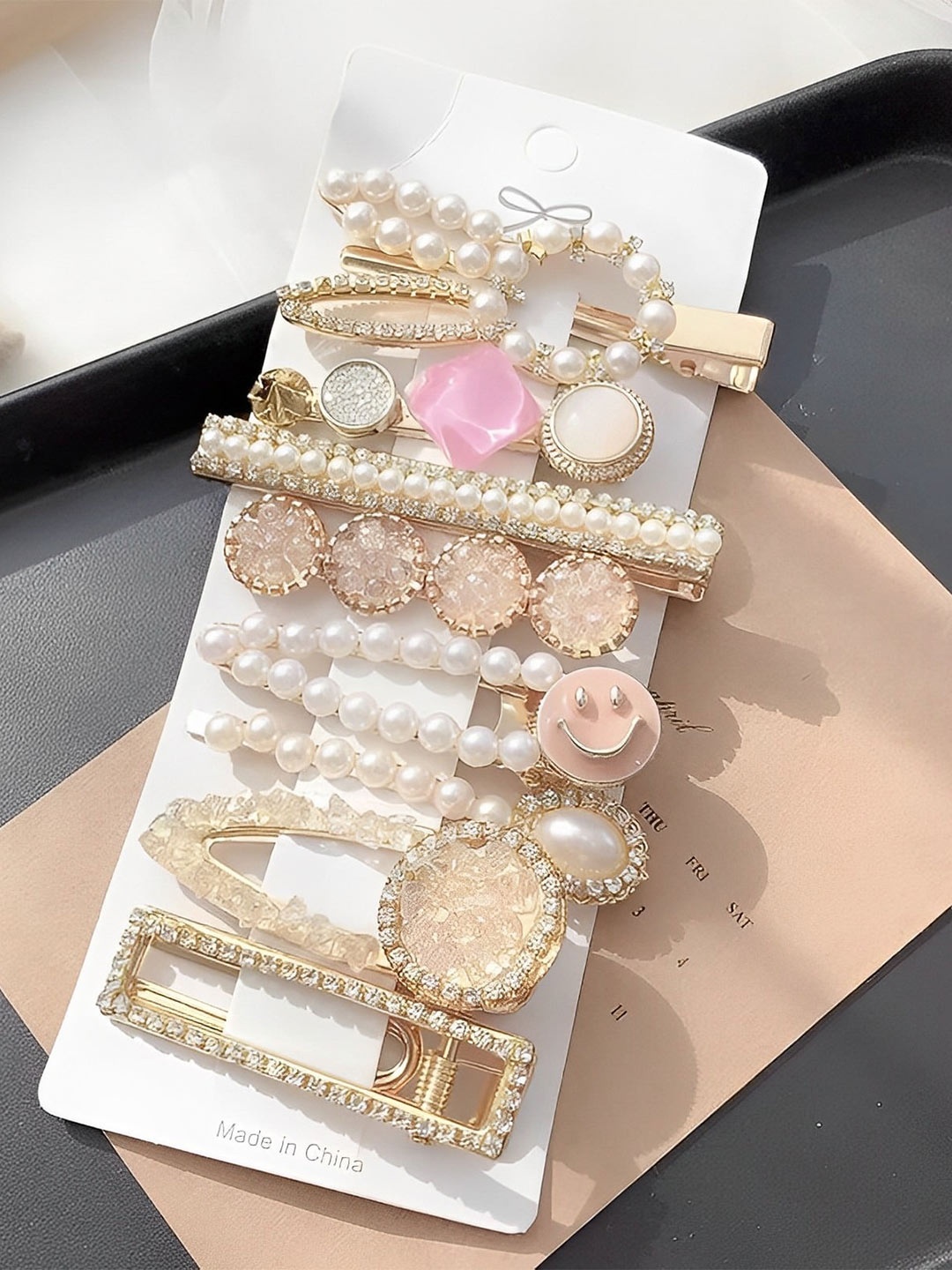 

Pinapes Set Of 8 Embellished Hair Accessory, White