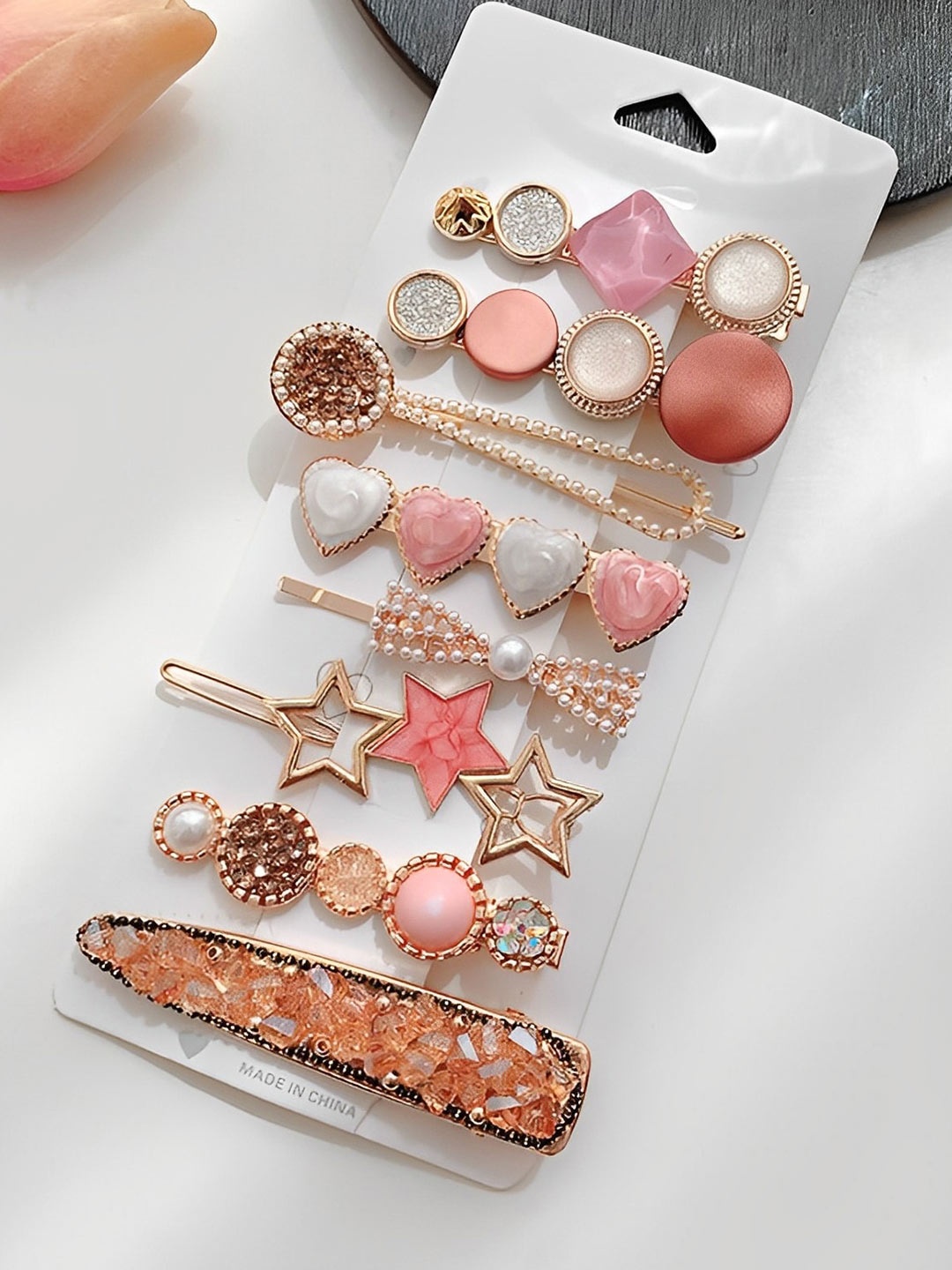 

Pinapes Set Of 8 Embellished Hair Accessory, White