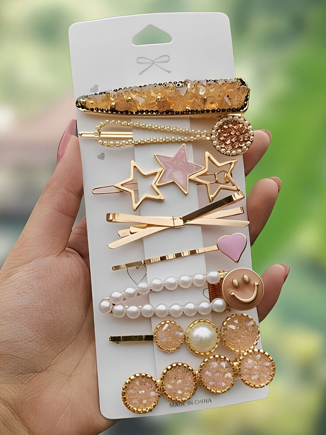 

Pinapes Set Of 8 Embellished Hair Accessory, White