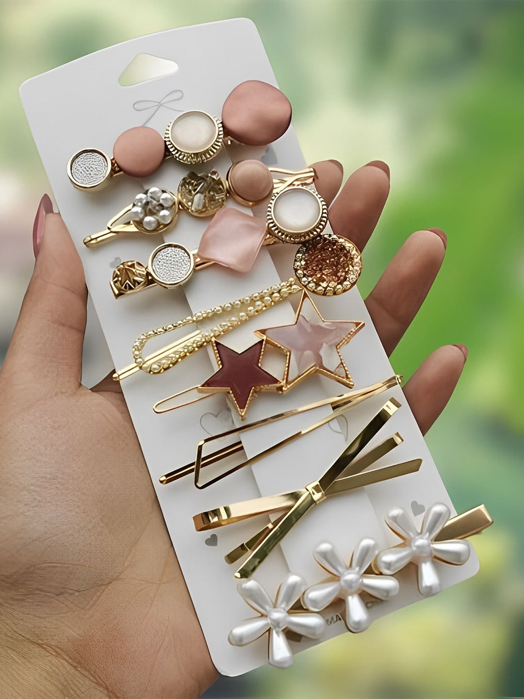 

Pinapes Set Of 8 Embellished Hair Accessory, White