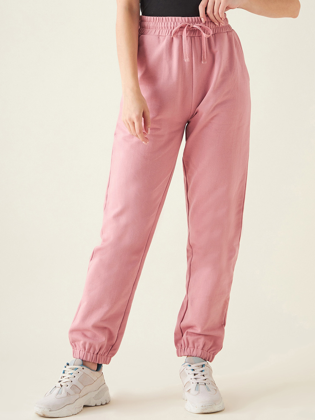 

JUNE & HARRY Women Pink Smart Cotton High-Rise Joggers