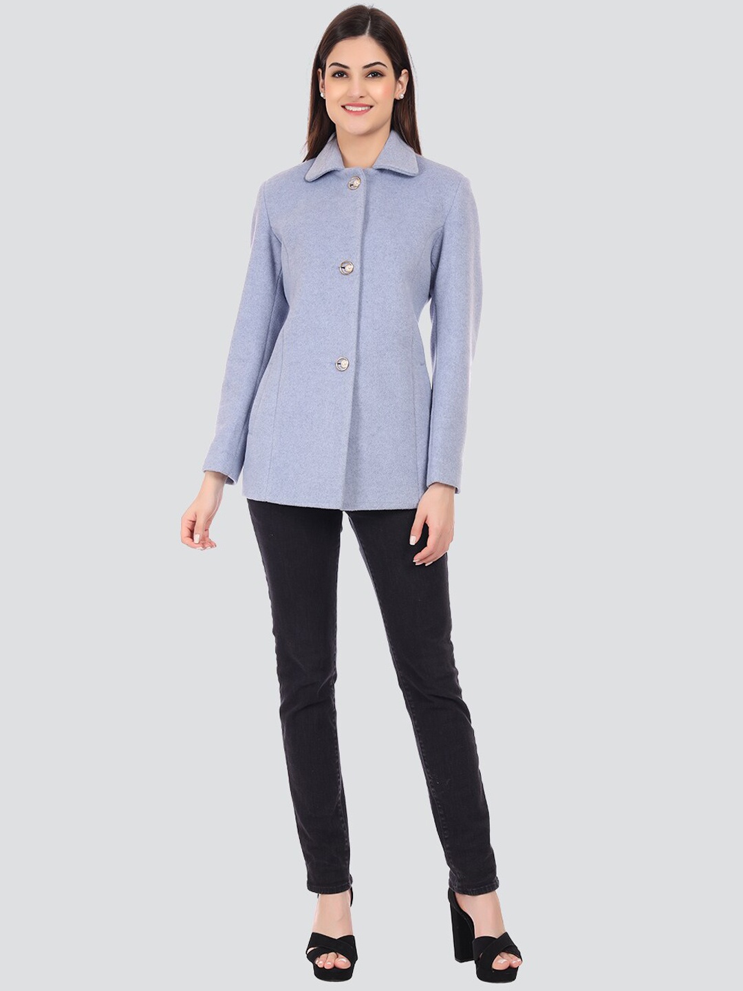 

YOUNG CLUB CLASSIC Women Blue Wool Winter Overcoat