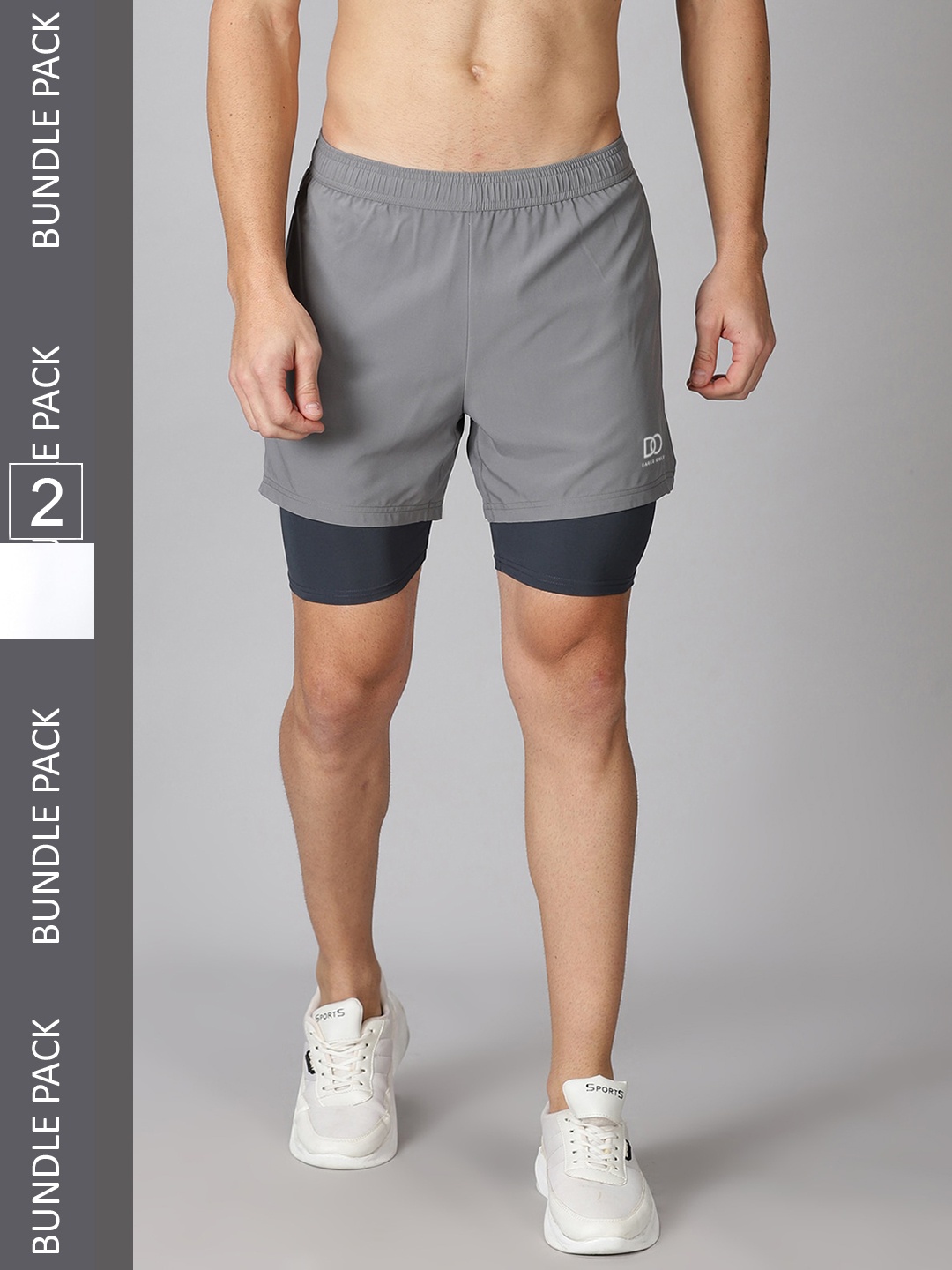 

The Short Store Men Grey & White Pack Of 2 Training or Gym Sports Shorts